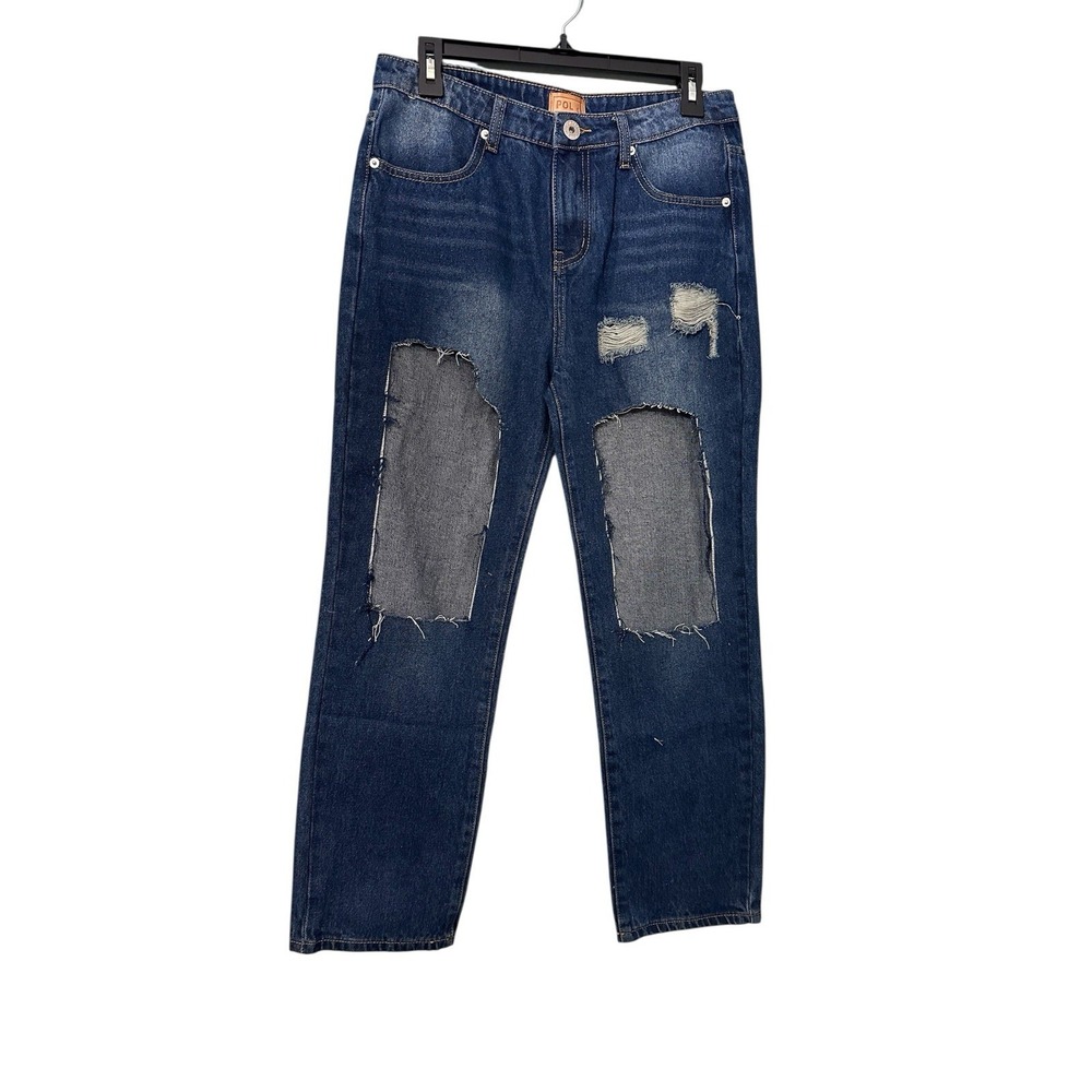 Anthropologie POL Women's Blue Jeans Distressed Cut‎ Outs S NWOT Boho Western